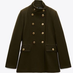 Zara Gold Button Wool Blend Coat